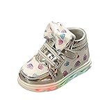 Tovadoo スニーカー 子供シューズ シューズ ハート柄 蝶結び 可愛い 光る靴 発光靴 七彩男の靴 LED輝 運動靴 （13~17.8cm） スポーツ 男女兼用 スニーカー こども靴 光る靴 1