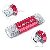 Wansenda Type-C USBメモリスマートフォンとパソコンで使えるType-C + USB 3.0両用メモリ (256GB, レッド)