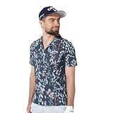 [キャロウェイ] メンズ 半袖 開襟シャツ (総柄プリント・かざあなメッシュ・吸汗速乾性) / ゴルフ / C23134123 1120_ネイビー M