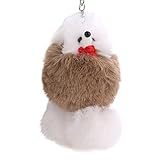 レディースキーリングかわいい犬子犬Lovelyふわふわボールキーチェーンバッグペンダントオーナメント – 2 #