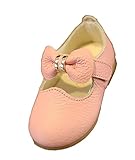 Ziweiba 0-1歳子供 キッズ靴 フラットシューズ 女の子PUレザー製 滑り止め リボン 女児 (インナーソール12.8cm, Bピンク)
