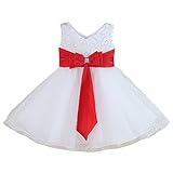 Pettigirl子どもドレス 女の子ドレス 子供スパンコールホワイトドレスパーティーキッズワンピース ダンス 結婚式 8歳 [並行輸入品]