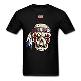 Native American Big Chief Skull With Us Flag FeatherグラフィックメンズユニセックスTシャツ064 US サイズ: L
