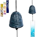 TattiOut 風鈴 鉄器 多種類から選べる 防水短冊3枚つき おしゃれ 癒し音 金属 鋳鉄 涼しい 清涼 いい音 ウィンドチャイム 夏の風物詩 伝統工芸 手作り 人気 かわいい 贈り物 プレゼント TO24CA002 釣鐘 青（小）