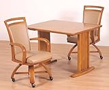 ダイニング３点セット 回転式　SPARK キャスター付き　肘付き　ライトブラウン