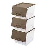 山善(YAMAZEN) 収納ボックス フタ付き 高さ31cm 3個組 キャスター付き サンドブラウン YOB-M*3C(SBR)
