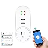 YIIYAA ワイヤレス リモコン コンセント 家電リモートコントロール スマートコンセント USプラグ 省エネ 家庭用電源リモートスイッチ (1 AC 2 USB)