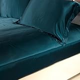 Lilysilk 19 Momme Seamless 100% Mulberry Silk Fitted Sheet Royal Blue Twin [並行輸入品]