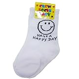 HAVE A HAPPY DAY[新生児足首靴下]ベビークルーソックス/ホワイト