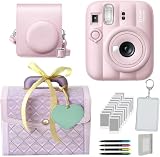 インスタントカメラ チェキ instax mini 13 ラッピングバニティBOXセット ケース＆フィルム＆ハメパチ＆アルバム＆デコペン (バニティBOX パープル, フロストブルー)