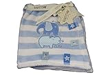 New Blue Elephant & Hippo Taggie Pram Blanket 75 cm by 100 cm - Baby Boy by BABY TOWN
