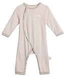 (ジーヒャク)G100 ベビー用肌着 ロンパース 丸い襟 側開く オーガニック カラーコットン 体にやさしい 男女兼用 長袖 かわいい グリーン サイズ：73