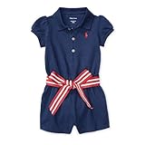 ポロ ラルフローレン コットン・ポロ半袖ロンパース[ネイビー](女の子6～9か月用）6Mサイズ [並行輸入品]
