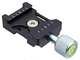 INPON クイックリリースクランプ 38mm アルカスイス互換 水準器付1/4"ネジと1/4"‐3/8"ネジアダプター付 ストラップホールあり
