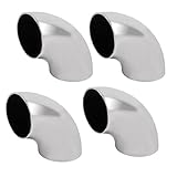 uxcell　ハンドレール　エルボ　継手　304ステンレス鋼　32mmx1.2mm　シルバートーン　4個入り