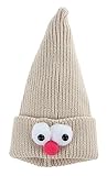 (コ-ランド) Co-land ベビー帽子 とんがりニット帽 キッズハット 子供用キャップ 目飾り 女の子 男の子 男女児 赤ちゃん お出かけ 秋冬防寒 可愛い オフホワイト