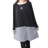 (マーシェル) Marshel マタニティ 重ね着風 長袖 チュニック トップス マタニティー服 お腹周りカバー かわいい おしゃれ 楽ちん ブラック L