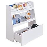 LOWYA （ロウヤ） 収納 おもちゃ収納 本棚 パイン材 無垢材 キャスター付ワゴン 絵本棚 角丸デザイン オープンラック 幅90cm ホワイト