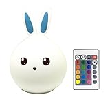 リモートBunny夜ランプ夜ライトforキッズ、ベビーLED夜ランプキュートマルチカラーシリコンソフトNurseryランプ ブルー 43221-3662