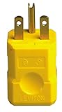 Leviton 15656-VY 15 Amp, 250 Volt, Industrial Grade, Plug, Straight Blade, Grounding, Python, Yellow