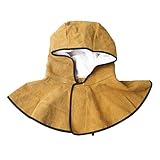 牛革製防炎溶接帽 マスク 作業用品 溶接 溶接帽 レザー 溶接マスク ツバ無し マント式 ヘルメット 日の粉の防止 イエロー 断熱 作業服 保護具 頭巾 柔軟性 通気性 ネックカバー フード キャップ