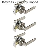 Probrico内部ラウンドプライバシーキーレスドアノブレバードアロックLockset withoutキードアハンドルサテンニッケルの寝室とバスルーム Door Lever-8606 HM-SNBK-