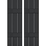 Ekena Millwork CWB12X025BLC Exterior Three Board Composite Wood Board-N-Batten Shutters (Per Pair) w