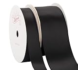 【Zofrud】ブラック ダブルフェイス サテンリボン 2巻セット - 合計18メートル (16mm幅、38mm幅 x 9M) - 手芸、ギフトラッピング、ウェディングに最適