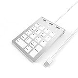 テンキー 有線 USBハブ付き テンキーボード 3つUSB2.0ポート 18キー USBケーブル一体型数字キーパッド PC | ラップトップ | Mac用 外付けテンキー
