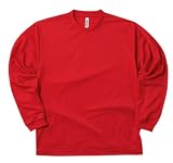 [グリマー] Tシャツ UVカット・吸汗速乾 ドライメッシュ長袖Tシャツ4.4oz [メンズ] レッド LL