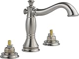 Delta 3597LF-SSMPU-LHP Cassidy Two Handle Widespread Bathroom Faucet with Metal Pop-Up Drain without