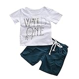 Mimoonkaka 子供服 幼児 幼児 ボーイズ レタープリント Tシャツ+ショートパンツ ズボン 赤ちゃん 男の子 キッズ 超可愛い おしゃれ 涼しい 夏 2歳——7歳