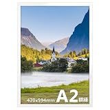 Wtrgas フォトフレーム A2 サイズ ポスター 写真 額縁 42x59.4CM 壁掛け 額 ホワイト 1枚
