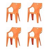 イタリア製 ガーデンチェア イス 4脚セット 『 アンジェロ 』【FBC】オレンジ(#9879283x4-12276x4) 58×54×80cm 軽量 スタッキング可能