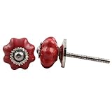 IndianShelfのセット2ハンドメイドセラミックダークレッドSドアノブ引き出しハンドルドレッサーPulls 10 Knobs of 1" SCMK-10-3-10