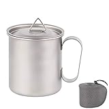YOGOGO チタンマグカップ 420ml (蓋付き) キャンプ用 直火 シングル チタンマグ コーヒーカップ ティーカップ (420ml)