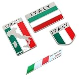 EXDUCT アルミプレート イタリア エンブレム デコレーション ステッカー 国旗 車 装飾 エンブレムシール アルミステッカー 防水 4種類セット2
