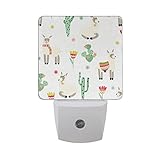 naanleアルパカCactus Flower Floral Lama Blanket自動センサーLED Dusk to Dawnナイトライトプラグinインドアfor Adults