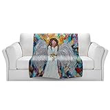 ブランケットウルトラソフトFuzzy 4サイズ！DIANOCHEデザインからby Karen Tarlton Angel withひまわりホームデコレーションUnique Designer芸術的スタイ