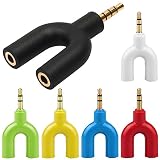 Xiatiaosann ヘッドフォンオーディオ Y スプリッターアダプター、3.5mm オスステレオジャック - 2 ポート 3.5mm メスアダプター、ヘッドセット、イヤホン、iPhone 用、iPad 用、MP3 と互換性のあるアダプター (6 パック、6 色)