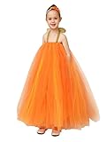 JSファッション チュールチュチュ プリンセスドレス 130-140サイズ オレンジ [並行輸入品]