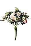 「ノーブランド品」多色バラ混ぜ合わせの造花 ホテル、 結婚式 パーティー お祝い (青いと白いバラ7本*1+白いとピンクバラ7本*1)