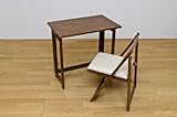家具 チェアー 椅子 机と椅子、どちらも折りたたみ可能 モダン フォールディングデスク＆チェア ブラウン