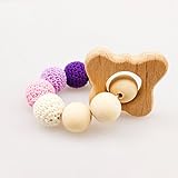Mamimami Home 歯固め ママ授乳用ブレスレット 赤ちゃんの噛むおもちゃ　おしゃぶり　ガラガラ　明るい色 ベビー色彩感覚訓練 4種選択 「ラベンダー・蝶」