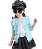 子供服 シンプル 無地 人気カーディガン 女の子 ニット 長袖 セーター 丸首 全5色 (130, スカイブルー)