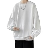 [W Wonyo] トレーナー メンズ ロングtシャツ ロンt 秋服 プルオーバー オシャレ ジグザグ 総柄 ふくれ素材 長袖tシャツ 無地 スウェット とれーなー 人気 トップス スエット プルパーカー かっこいい 服 薄手 速乾 軽量 ストレッチ 春 秋 white 3XL