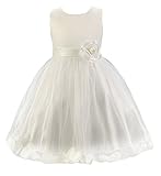 (コ-ランド) Co-land 女の子 キッズドレス 長袖 ワンピース ノースリーブ 子供 チュール リボン 花びら ガールズ フォーマル フラワーガール 演奏会 結婚式 ホワイト 130