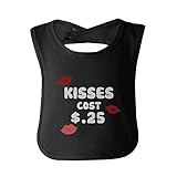 Kisses Cost $.25 Cute baby Bibs Funny Infant Snap On Bib Great Baby Shower Gift