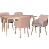 タマリビング(Tamaliving) ウィッチ ダイニングセット 幅140cm 肘付きチェア 木製 ナチュラル [5点セット] 50004701-05