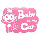 ピンク Baby in the car バナナ さる サル 動物 赤ちゃん baby ステッカー 窓ガラス用シールタイプ キッズ 子供